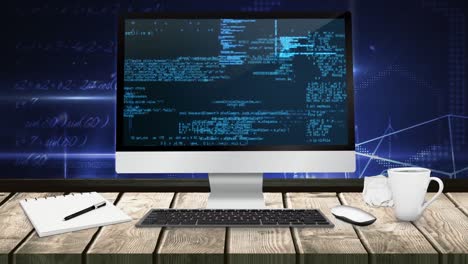 Binary-code-technology-on-computer-screen-on-desk-4K