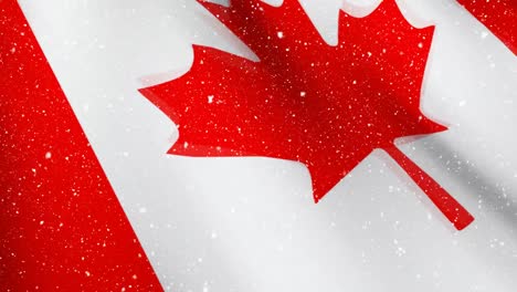 Bandera-Canadiense-Ondeando-En-La-Nieve