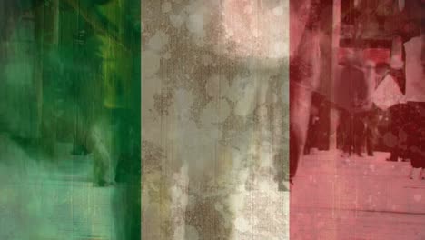 Bandera-Italiana-Y-Video-De-Multitud.
