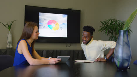Side-view-of-young-mixed-race-business-team-planning-in-conference-room-of-modern-office-4k
