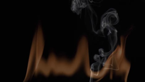 Digital-animation-of-a-fake-fire-with-smoke-on-black-background