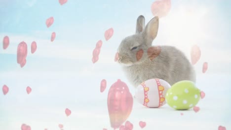 Animación-De-Conejo-Con-Corazoncito-Rosa-Y-Huevos-De-Pascua.