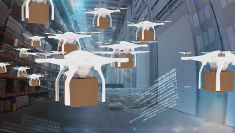 Drones-with-boxes-flying