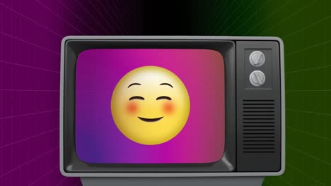 Retro-Fernseher-Mit-Fröhlichem-Emoji