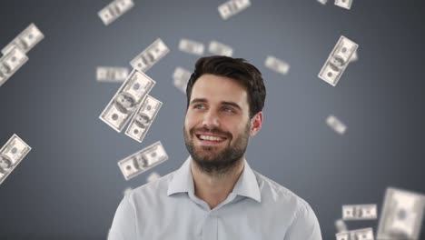 Businessman-with-money-in-free-fall-on-grey-background