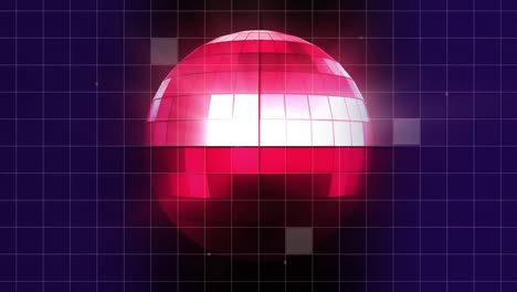 Spinning-pink-disco-ball-with-blue-and-pink-background-