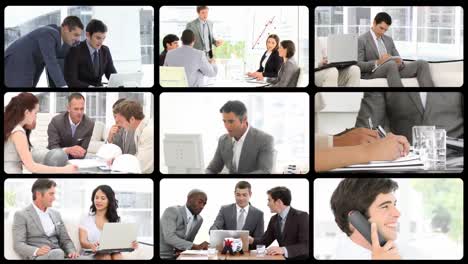 Montage-of-assertive-businessmen-at-work-