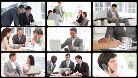 Montage-of-serious-businessmen-at-work-