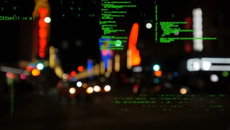 Programmcodes-Und-Straßenansicht-In-Der-Nacht
