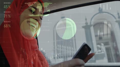 Woman-inside-a-vehicle-texting-on-her-phone-4k