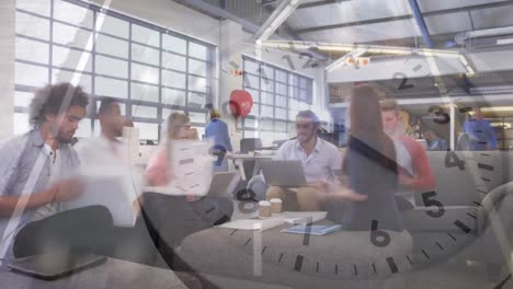 Time-lapse-of-people-in-an-office-and-a-busy-street
