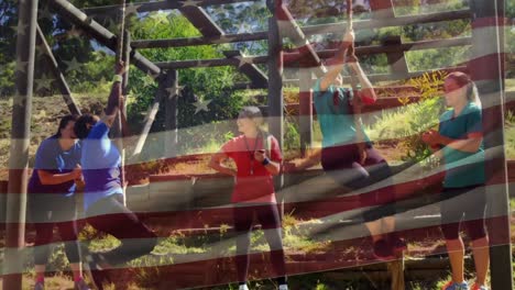 People-training-and-American-flag