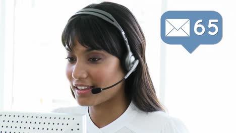 Call-centre-agent-answering-messages