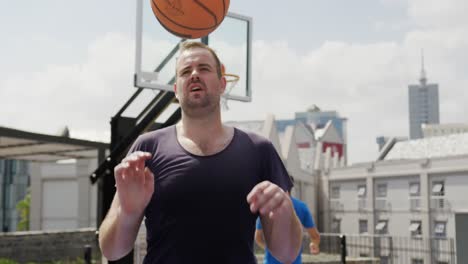 Basketball-player-standing-with-basketball-4k