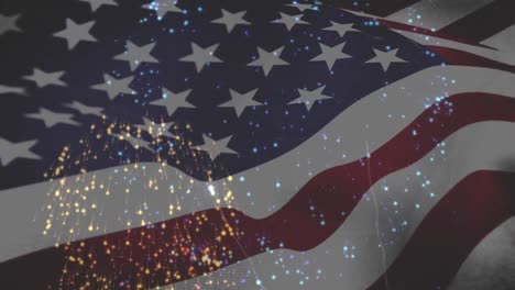 Feuerwerk-Mit-Einer-Amerikanischen-Flagge