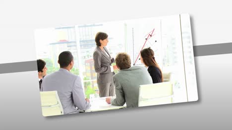 Montage-presenting-assertive-business-team-at-work