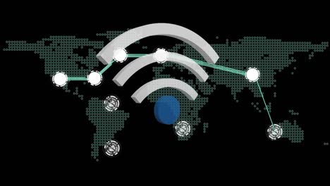 Símbolo-Wifi-Y-Un-Mapa-Del-Mundo