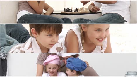 Animation-of-parents-and-children-playing-together