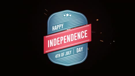 Feliz-Día-De-La-Independencia,-Texto-Del-4-De-Julio-En-Insignia-Y-Brillo
