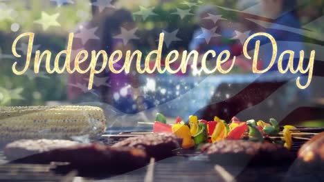 People-celebrating-Independence-Day-over-barbecue-outdoors