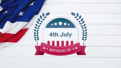 4th-of-July,-Independence-day-text-in-banner-and-a-flag