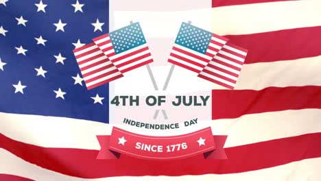 4th-of-July,-Independence-day-since-1776-text-in-banner-and-American-flags