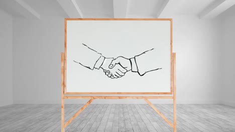 Drawing-of-a-handshake-on-a-blank-canvas