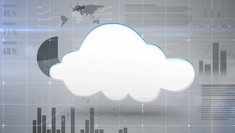 Cloud-revolving-while-charts-and-graphs-change-on-grey-background-