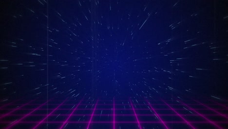 White-particle-coming-from-the-background-above-pink-squared-floor-4k
