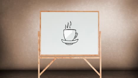 Zeichnung-Einer-Tasse-Kaffee-Auf-Einer-Weißen-Tafel