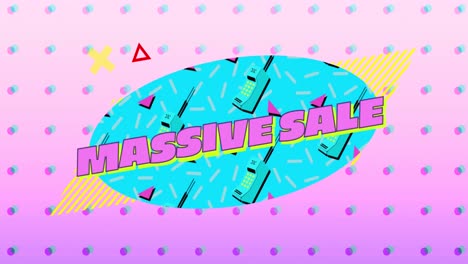 Massive-sale-graphic-in-blue-oval-with-moving-elements-on-pink-background-with-dots-4k