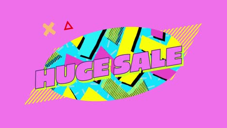 Huge-sale-graphic-in-colourful-oval-on-pink-background