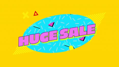 Huge-sale-graphic-in-pink-on-blue-oval-with-yellow-background-4k