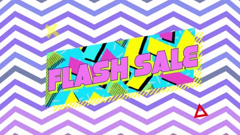 Flash-sale-graphic-in-multicoloured-banner-and-zigzag-background