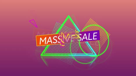 Massive-sale-graphic-and-colourful-shapes-tumble-into-place-on-dark-pink-background-4k