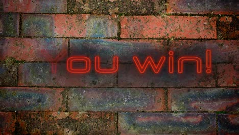 Du-Gewinnst!-In-Rotem-Neon-Auf-Backsteinmauerhintergrund