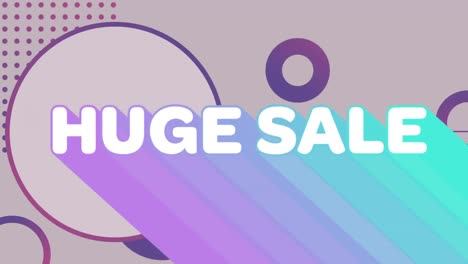Huge-sale-graphic-with-colourful-trails-on-grey-background-with-purple-shapes