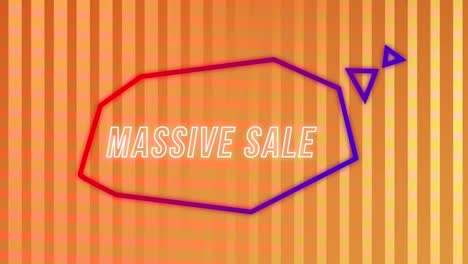 Massive-sale-graphic-in-purple-thought-bubble-on-changing-orange-striped-background