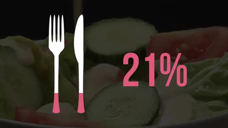 Cultery-symbol-and-percentage-filling-pink-with-food-preparation-in-background