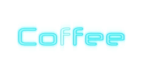 Kaffeeschild-In-Blauem-Neon-Auf-Weißem-Hintergrund