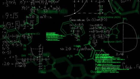 Green-scientific-data-on-black-background