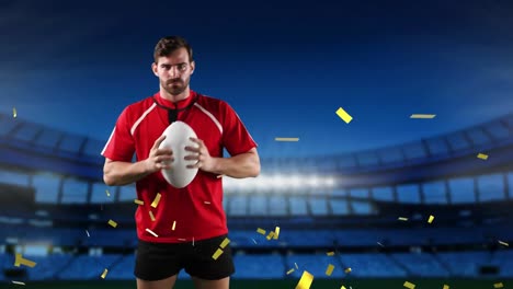 Jugador-De-Rugby-Profesional-Parado-Frente-A-Un-Estadio-Con-Confeti-Cayendo