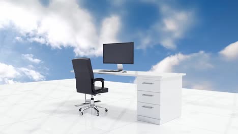 Büro-Mit-Blauem-Himmel-Und-Wolken