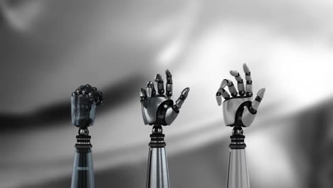 Roboterhände-Und-Metallischer-Hintergrund