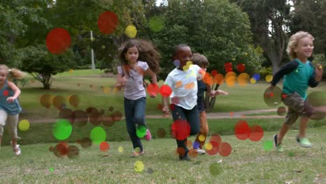 Moving-spots-of-coloured-light-with-children-running