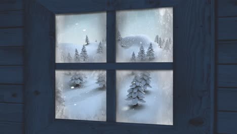 Winterlandschaft-Durch-Fenster-Gesehen
