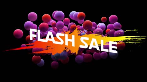 Flash-sale-graphic-and-globules-on-black-background