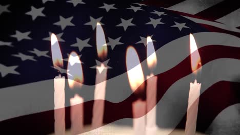 US-Flagge-Und-Kerzen
