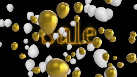 Sale-neon-with-balloons-on-black-background