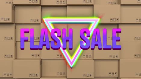 Flash-sale-graphic-in-purple-on-a-background-of-carboard-boxes